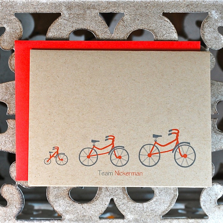 Thank You Cards / Thank You Card Set / Bicycle Thank you cards/  Recycled Cards - Tour de Family
