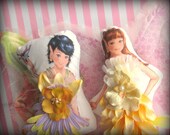 FrivolTees Fairy Fashion Set - Vintage style Paper Doll Concept - Lavender, Yellow and Gold