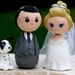 Personalized custom wedding cake topper bride groom one pet