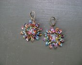 Multi Color Sunburst Beaded Earrings