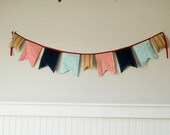READY TO SHIP Chevron Polkadot denim and Jute 4th of July Banner