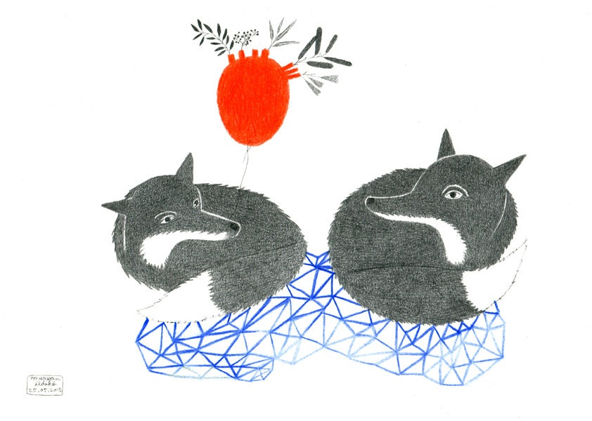 FOX DRAWING / Original Pencil Drawing / Foxes and Love Illustration /  I Chose You