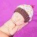 Crochet Baby Girl Cupcake Beanie, Custom Made, Newborn, 0-3 3-6 Months Multi Colored Sprinkle Cherry Hat Photo Photography Prop Shower Gift