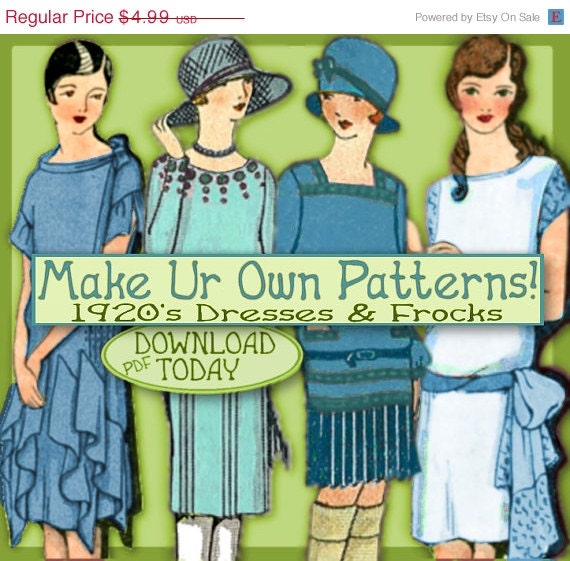sale Sew 1920s Frocks - Easy - Make your own Dress Patterns and MORE Great Gatsby - Downton Abbey Style PDF e-Booklet Great Gatsby