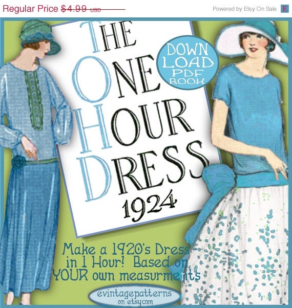 sale 1920s 1 HOUR Dress -make Your own frock patterns DOWNTON Abbey Great Gatsby  Style - Vintage FLAPPER era e-booklet pdf