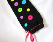 Crochet Plastic Bag Holder Black with Bright, Colorful Buttons