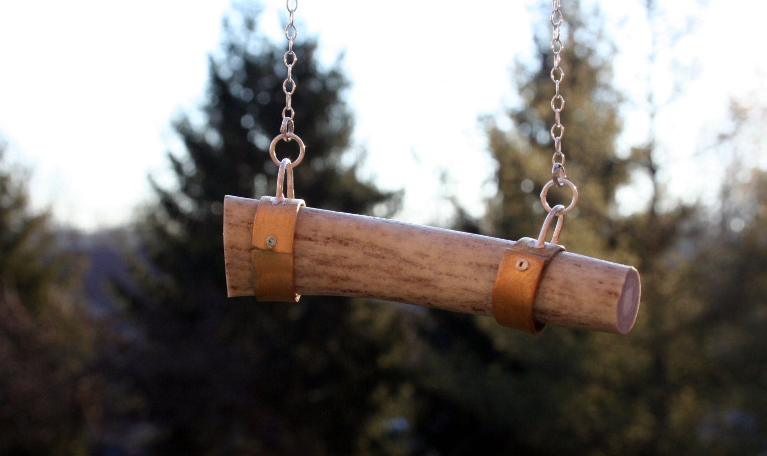Antler Bar Necklace with Brass and Sterling Silver