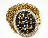 Vintage La Porte Bleue Paris Rhinestone Multi Chain Gold Chunky Bracelet