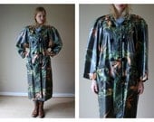 Paula Sweet Rain Coat / 80s Avant Garde Long Jacket / Outerwear / It's a Jungle / Rainforest / Photo Print / All Sizes ONE SIZE