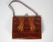 Vintage 1940s amazing crocodile leather purse