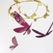 Modern Dragonfly Mobile - fabric nature nursery mobile -  in magenta, purple, lilac and grass green