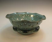Large Frosty Mint Green Colander Berry Bowl with Drainage Tray - In Stock