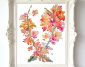 Flower Heart Watercolor Fine Art Print, 10x14, Watercolor Flowers, Watercolor Heart