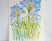 From the Garden No. 3, Original Watercolor Flowers, Large 12x18