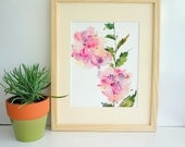 Hydrangea Flower Watercolor, Fine Art Print 8.5x11, Watercolor Flowers