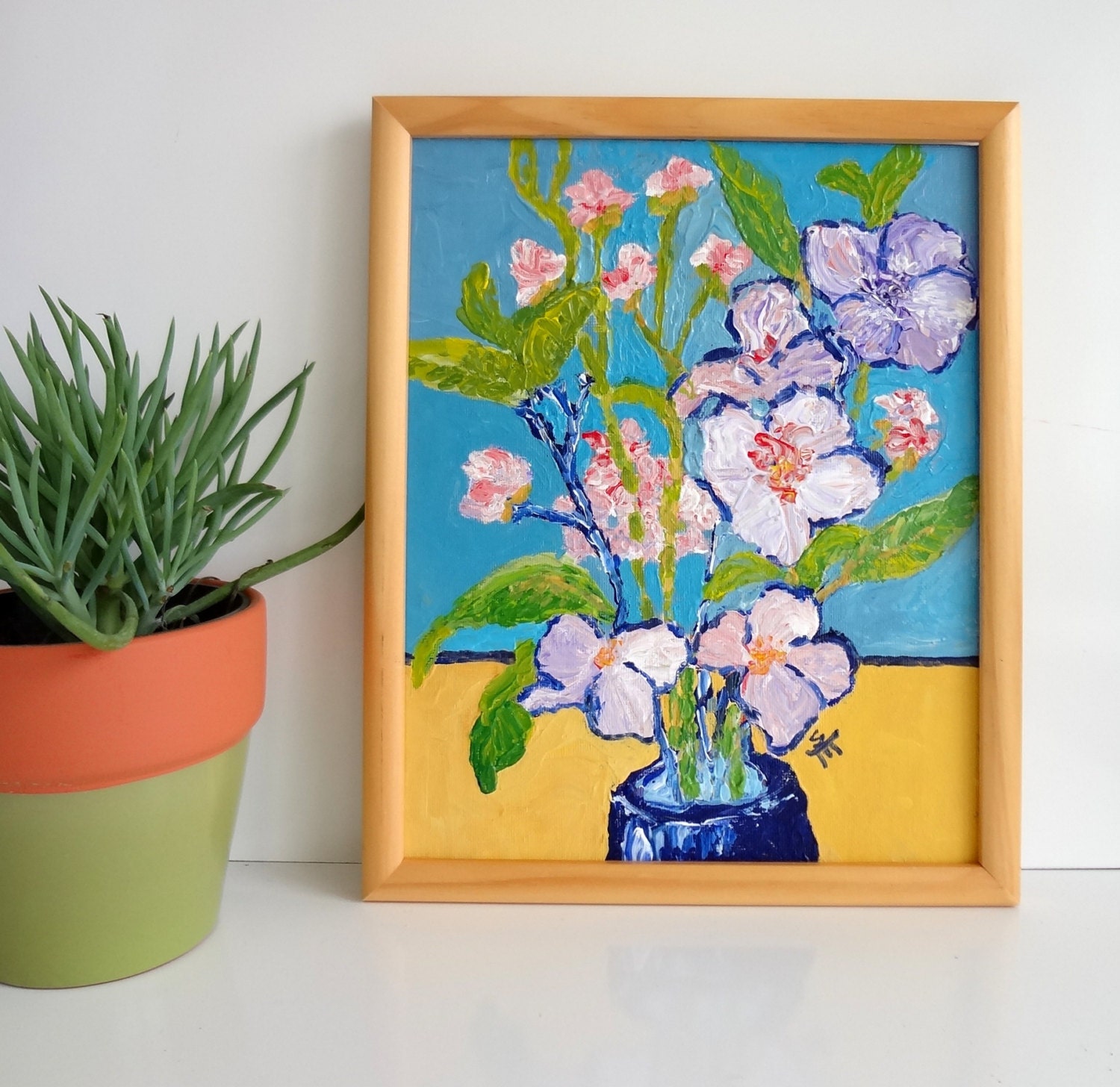 At My Side, Original Acrylic Flower Painting, 8x10
