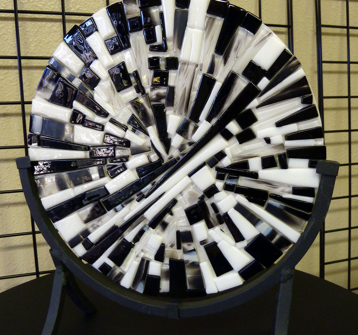 Kaleidoscope City Relief Fused Glass Art Plate