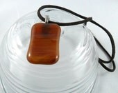 warm brown fused glass pendant and cord