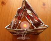 red and purple triangle candle holder stained glass home decor