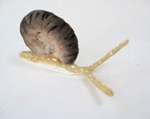 Ooak Spun Cotton Woodland Snail Art Figure