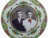 Zombie Love, Wedding Portrait - Altered Vintage Plate 10"