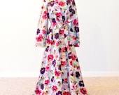 Vintage 1940s Robe, Floral Silk 40s Dressing Gown, Rare Luxury Utility Label WWII Era Lounging Robe 1940s