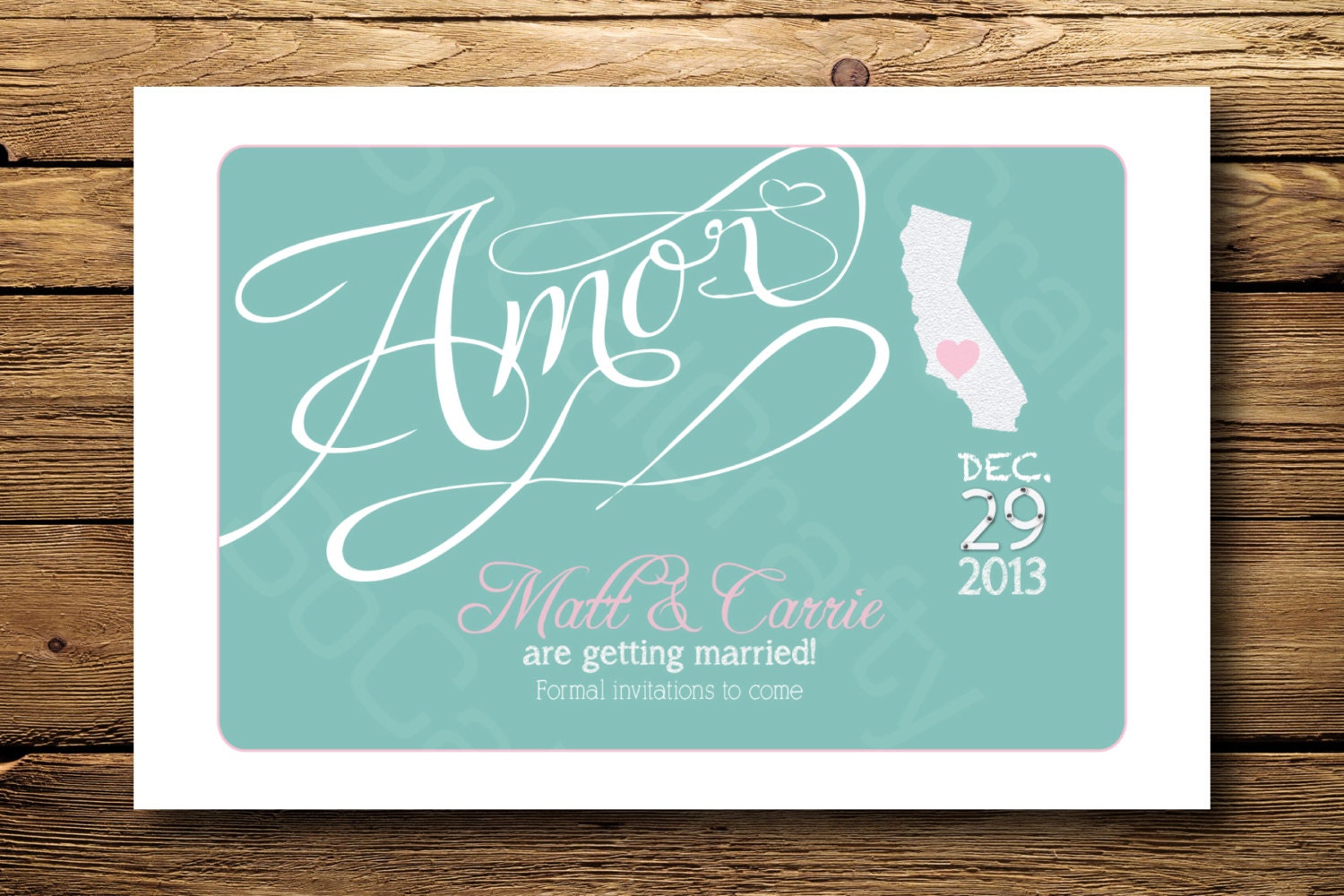 Vintage State Aqua Love Theme- Save The Date, Digital or Printed