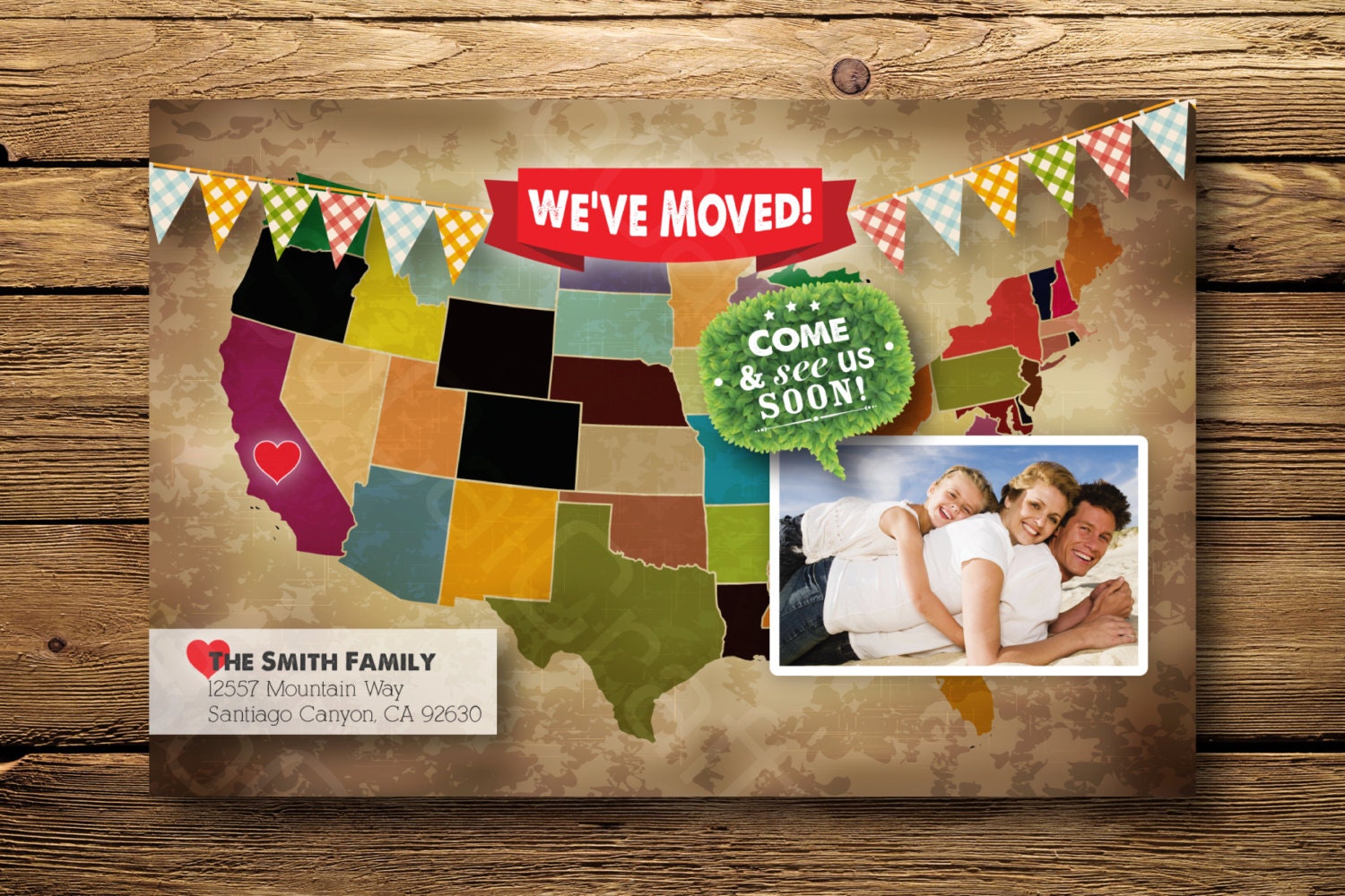 New Home Announcement Card- We've Moved, Digital or Printed