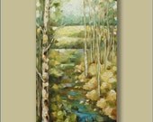 Original Oil Painting- On The River-Modern, Contemporary 10x20