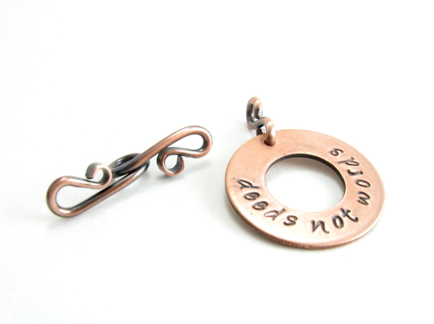 Deeds Not Words Copper Toggle Clasp Handmade Jewelry Supplies - BooBeads