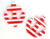 Red Stripe Set of 2 Anchor Pendants drops Vintage Style 33mm x 28mm Sailor Nautical Top Quality