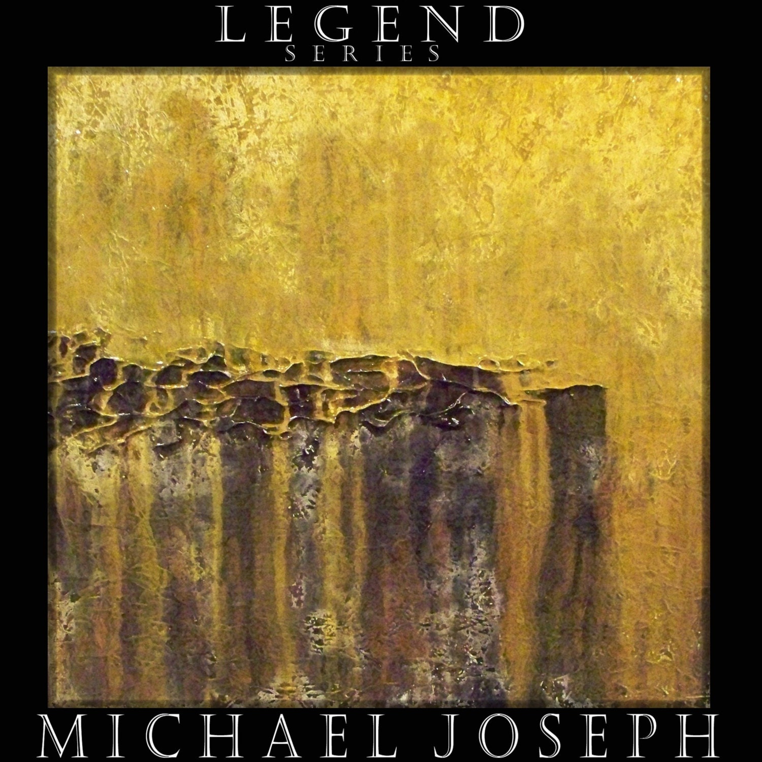 Modern Abstract Art original painting by Michael Joseph landscape sculpture 24 X 24 x 1.5  inch ready to hang home decor yellow black green