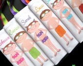 Personalized summer pool party, summer swim party, beach party birthday favors bags for children
