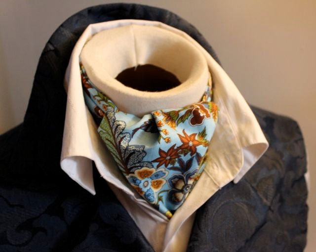 Cotton - DAY Cravat Victorian Ascot Tie Cravat - Jacobean Blue Paisley
