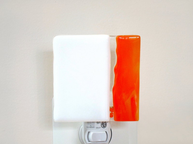 Modern Fused Glass Night Light Orange