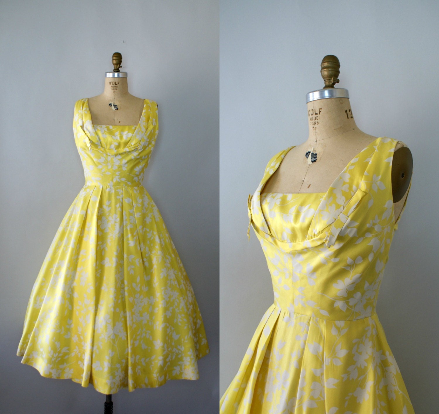 Vintage 1950s Formal - Frank Starr Yellow Silk Party Dress - Sweet Caroline