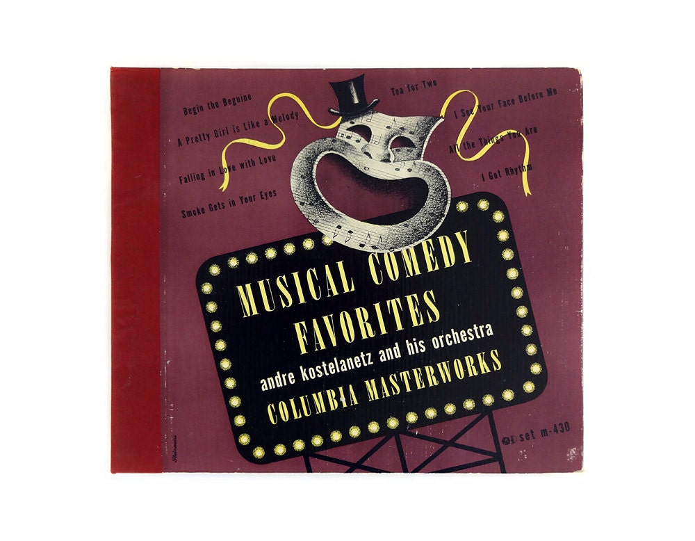 Alex Steinweiss 10-inch 78rpm record album design, 1941. "Musical Comedy Favorites"
