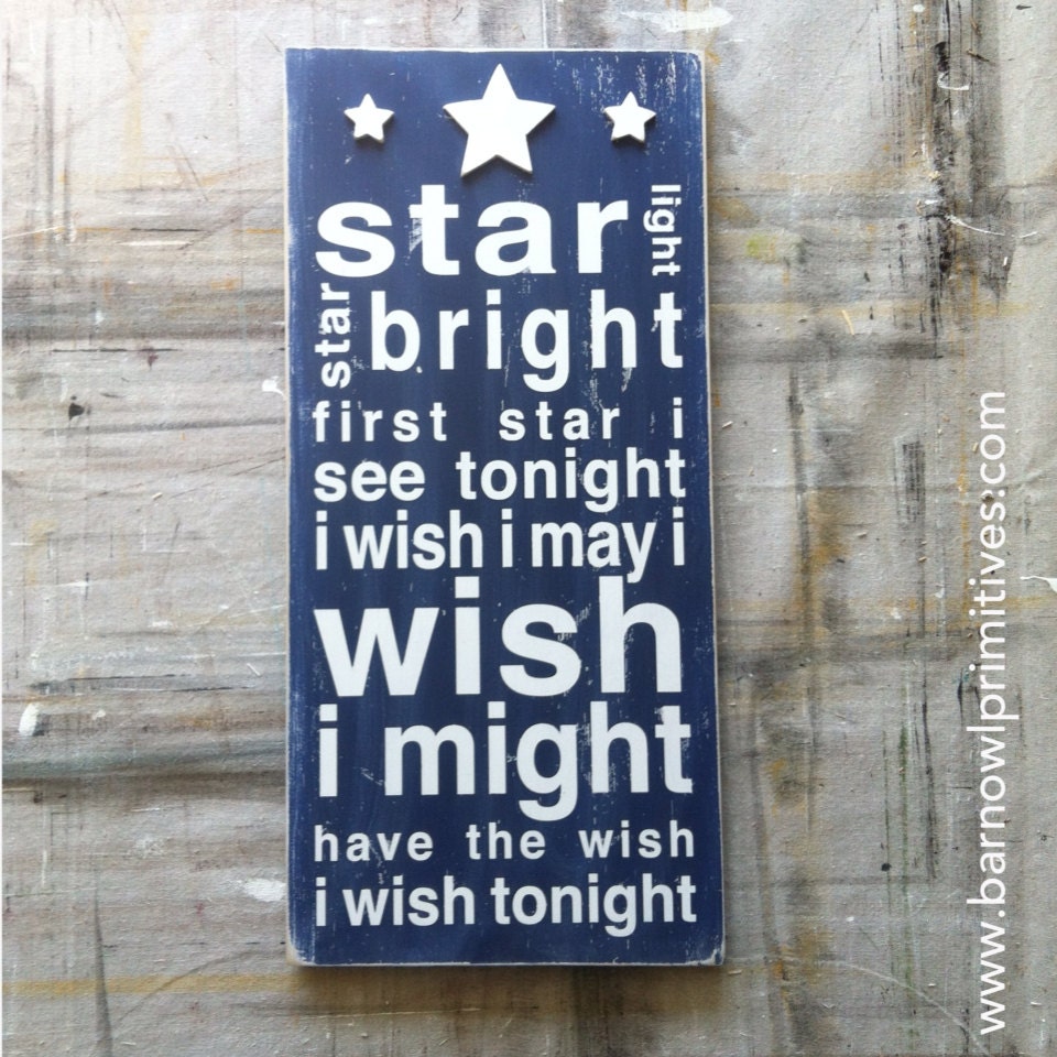 Star Light, Star Bright Typography Word Art Sign - The Perfect Sign for a Nursery