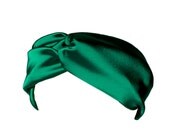 Emerald blue stretch satin half turban