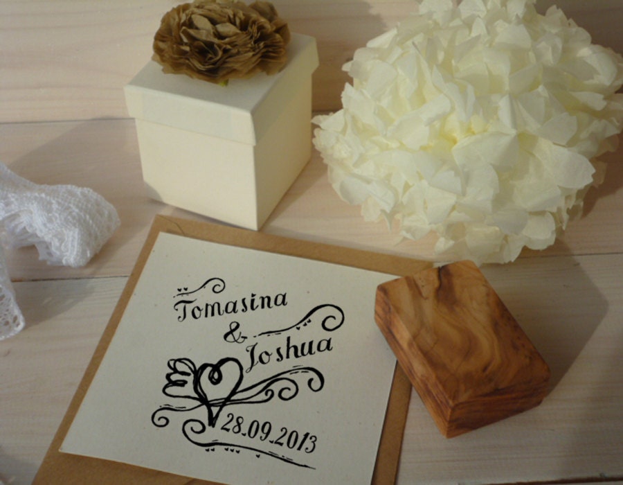 Custom Love You Wildly Wedding Date Olive Wood  Stamp