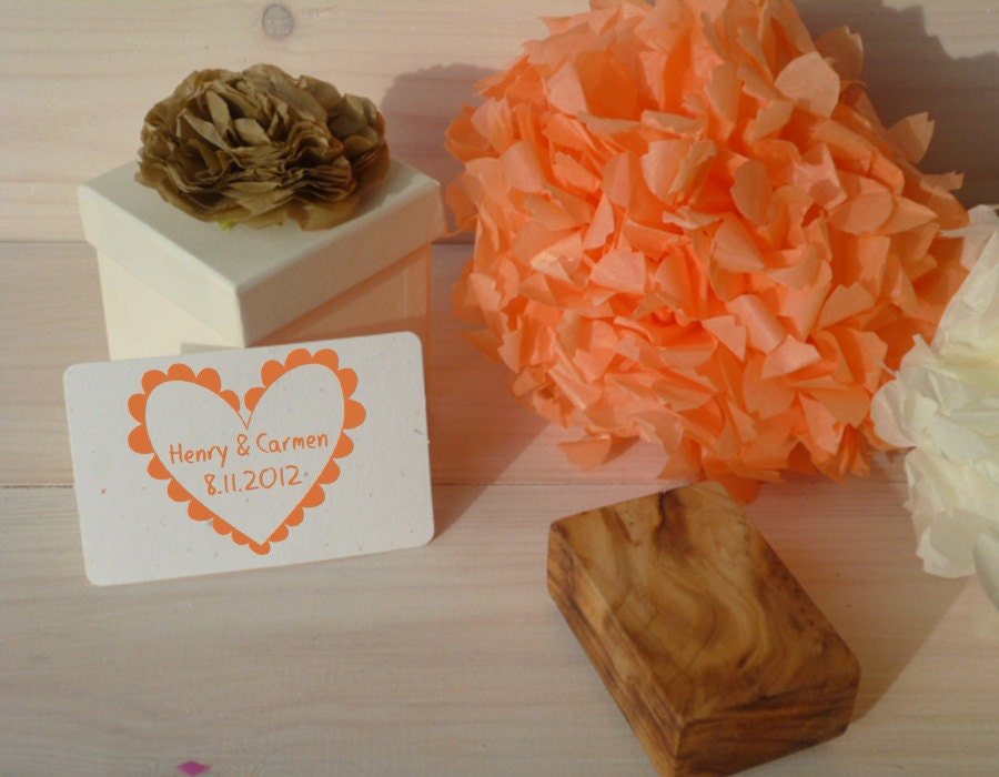 Custom Scallop Heart Olive Wood Stamp