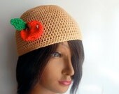 Apple Lover Crochet Cap Made with Imported Cotton Yarns, Great Year Round Wear, Vegan Friendly and Cute