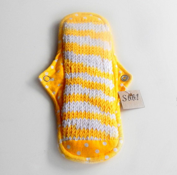 Hand Knitted Cotton Flannel Reusable Cloth Menstrual Pad OOAK Ready To Ship