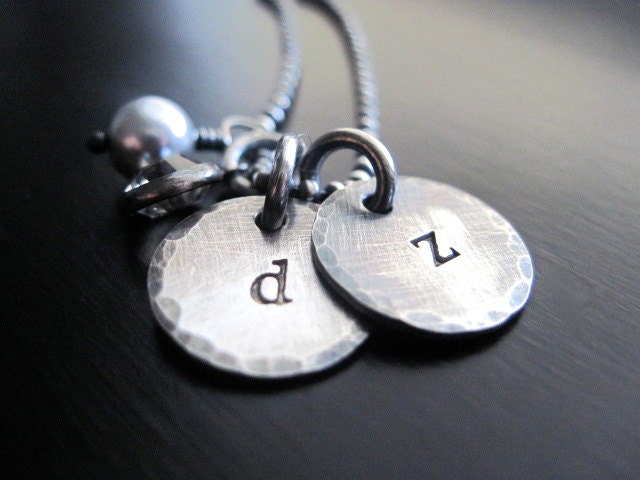 Oxidized Sterling Silver Initial Necklace