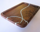 Small Walnut Tray with sky resin inlay