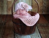 Baby Blanket  Pink Newborn Photo Prop Blanket Newborn Baby Photography Prop Hand Crochet Blanket
