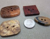 Large Wood Handcrafted Accent Buttons, (4) Exotic woods Honey Locust Amboyna Burl Black and White Ebony Spalted Sweet Gum