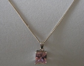 ON SALE Sterling Pink Stone Necklace - Vintage