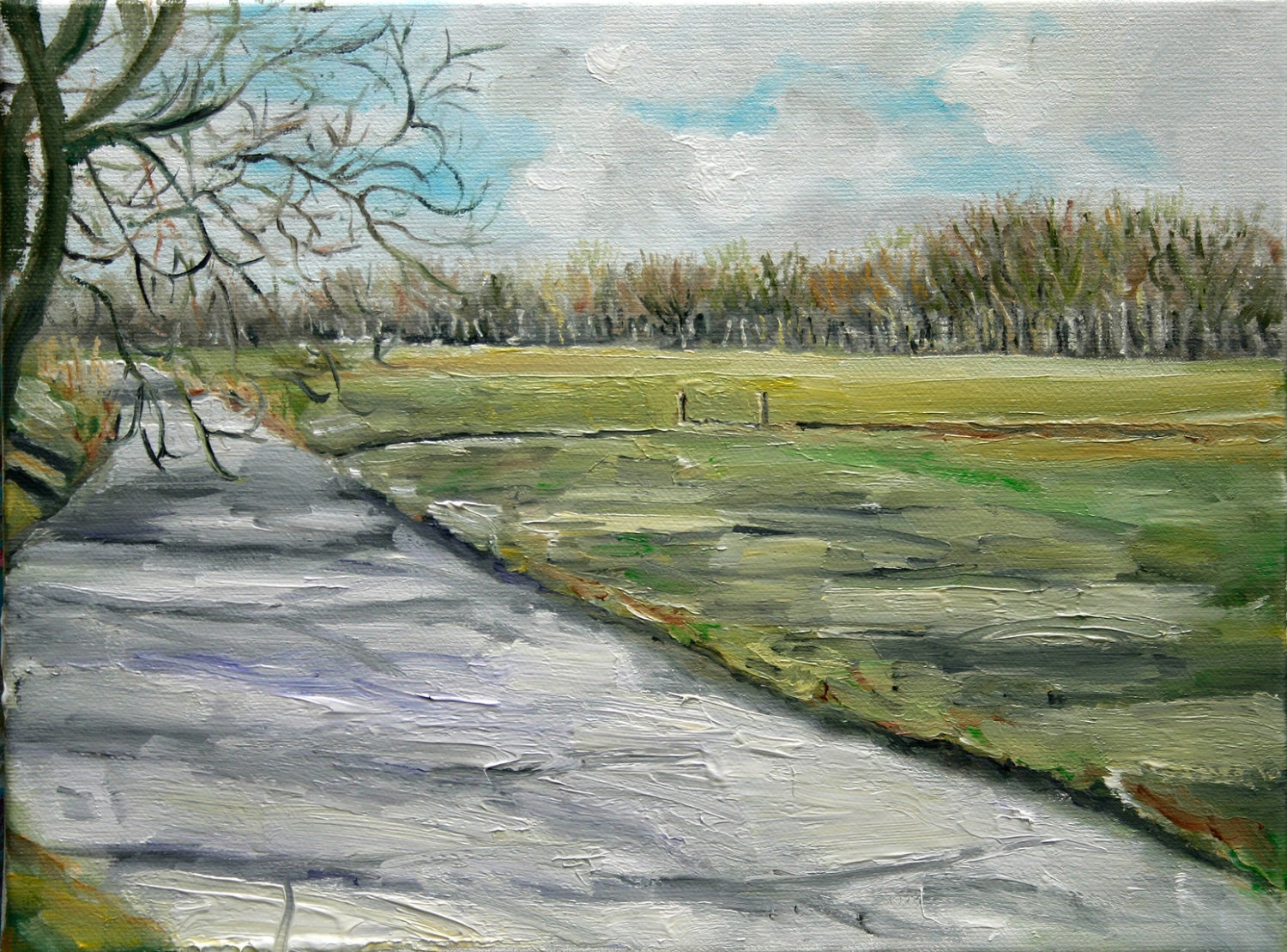Dutch Landscape Spring in the Air oil painting original by Nancy van den Boom 30 x 40 cm
