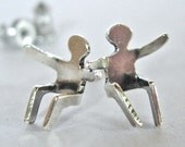 SHINY Silver People Stud Earrings